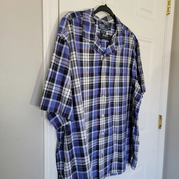 Polo Ralph Lauren Andy Camp Mens Blue Plaid Button Up Pocket Preppy Size XXL - Picture 3 of 9